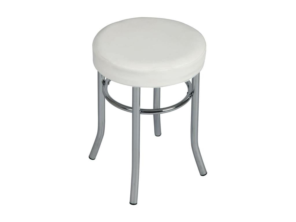 Elariva - Chrome Steel and White Faux Leather Stool URGU88804