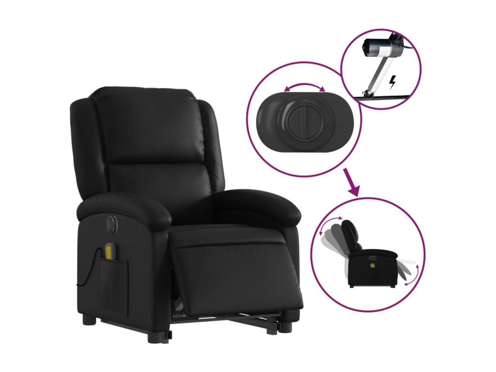 Black faux leather electric reclining massage chair MFSH69455