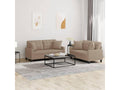2-piece sofa set with cappuccino faux leather cushions GLQN93251