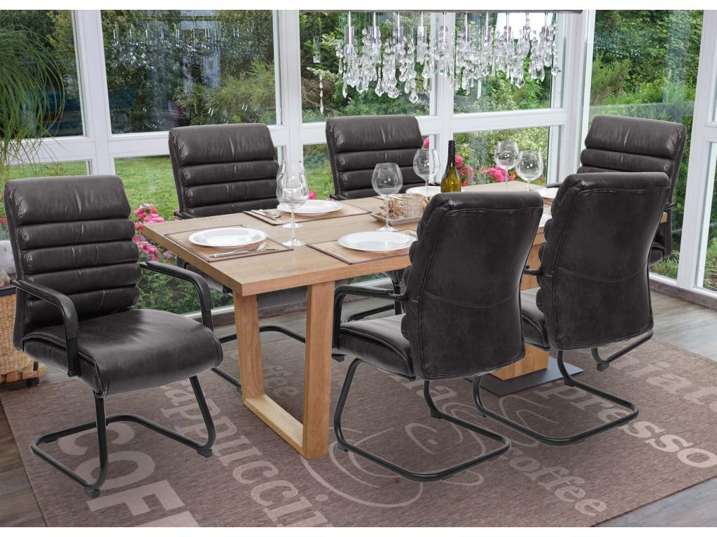 Elariva-H31 Conference Chair Set of 6 Black Faux Leather FUDT46069