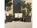 4-piece outdoor furniture set with cushions, black woven resin, ZAZG62186