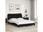 Bed frame with LED lighting, mattress not included, black and white, 140x200 cm, RQAY53558