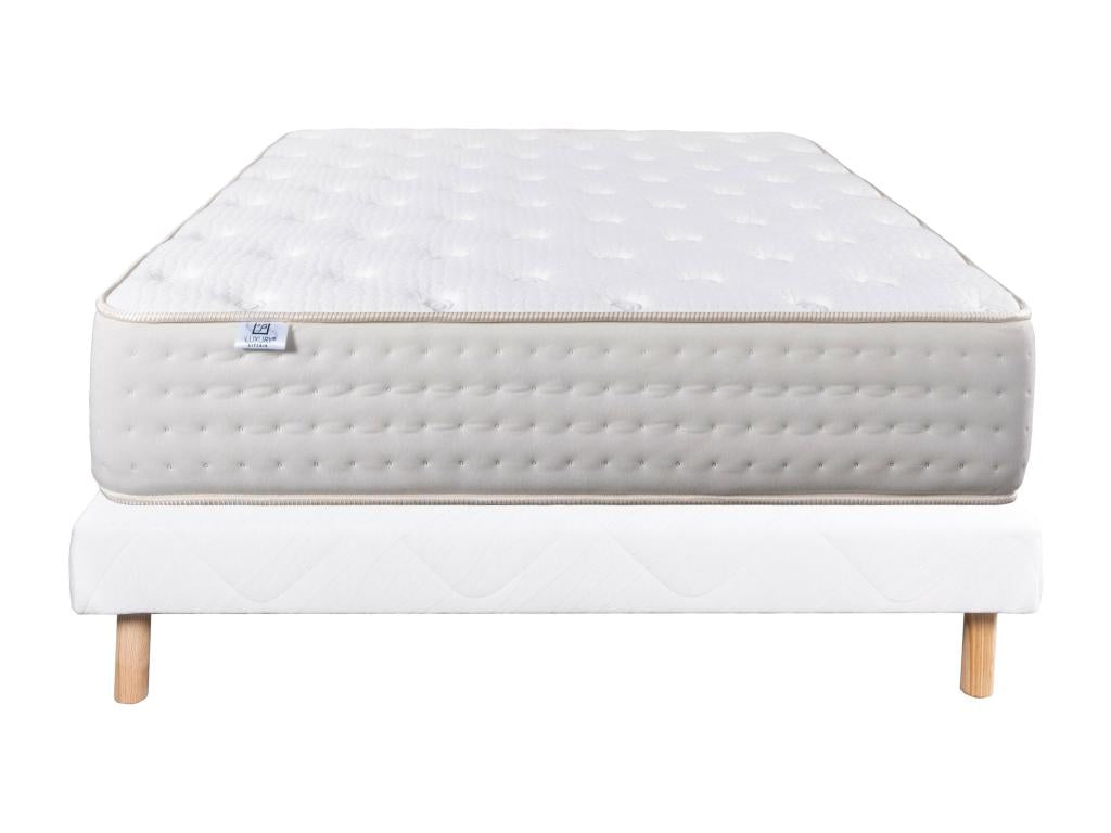 Mattress Set 140x190 cm 26 cm White Slatted Base ASSE17433