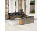 Garden furniture set with cushions, 10 pieces, grey woven resin, PIBA49787