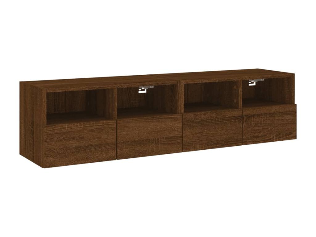 2-piece wall-mounted TV unit, brown oak, 60x30x30cm, engineered wood, ATKN85333