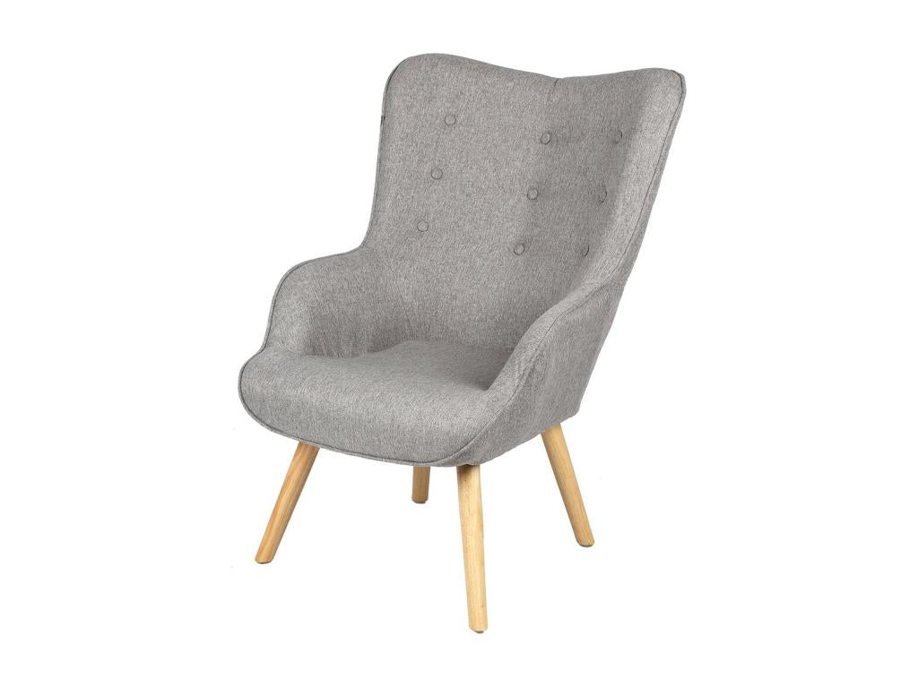 Light grey fabric lounge chair with wooden legs, Elariva collection - Scandinavian style TORT63358