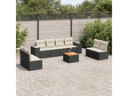 9-piece garden furniture set with cushions, black woven resin GWXM07952