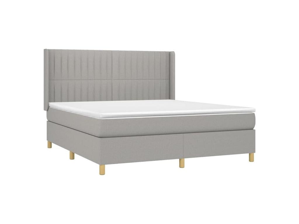 Bed base with mattress, light grey, 160x200 cm, fabric VGYF14190
