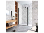 Walk-in shower enclosure with pivoting return 140 x 40 x 200 cm with 73-120 cm square support bar - Matte Black - 8 mm anti-limescale glass FQIT95408