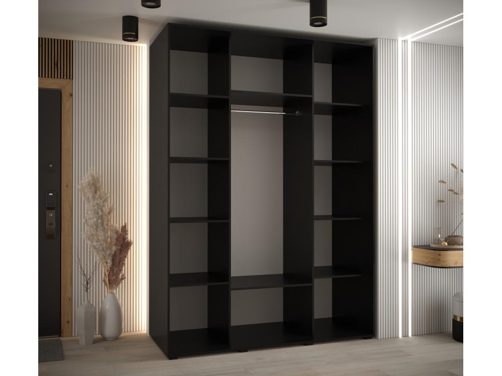 1 Sliding Door Wardrobe 235.2/180/60 3 Doors Black/White/Gold SQPR93290