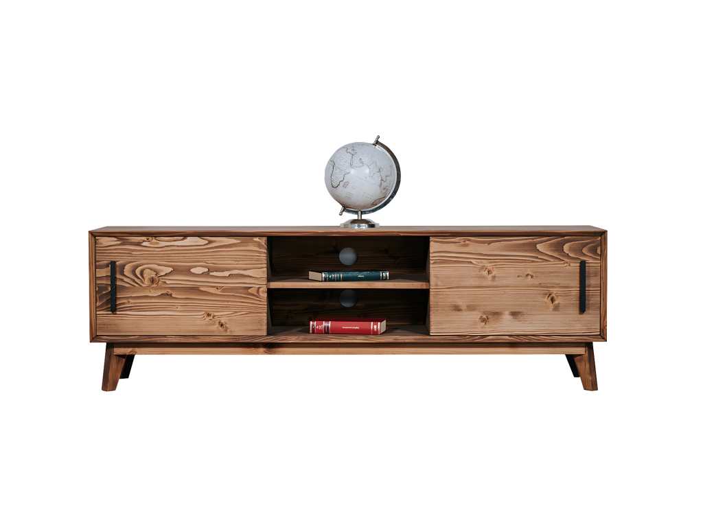 Nostalgia TV stand with 2 sliding doors - Wood MUQI07600