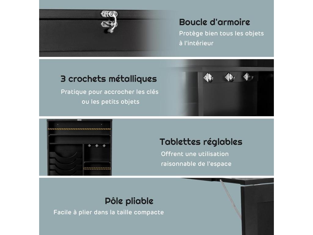 Wall-Mounted Folding Desk with Integrated Compartments and Writable Top, 87x60x150 CM, Black, VGXE90941