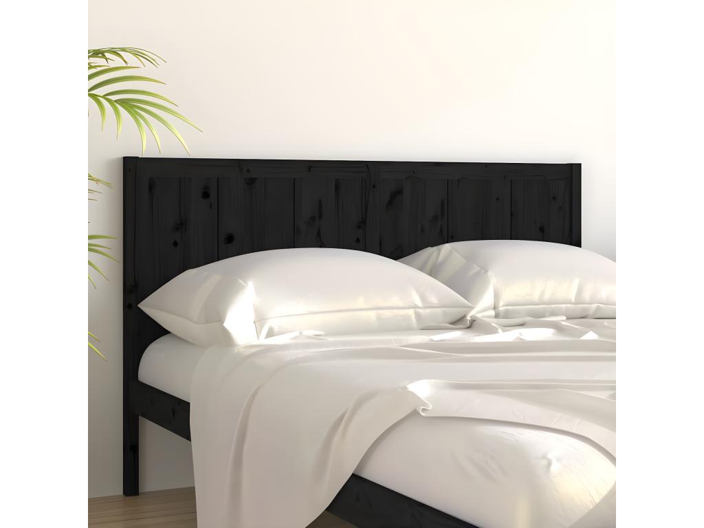 Black Headboard 125.5x4x100 cm Solid Pine Wood MULP00006