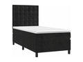 Upholstered bed base with mattress and LED lighting, black, 90x200 cm, velvet, CZZL32526