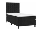 Upholstered bed base with mattress and LED lighting, black, 90x200 cm, velvet, CZZL32526