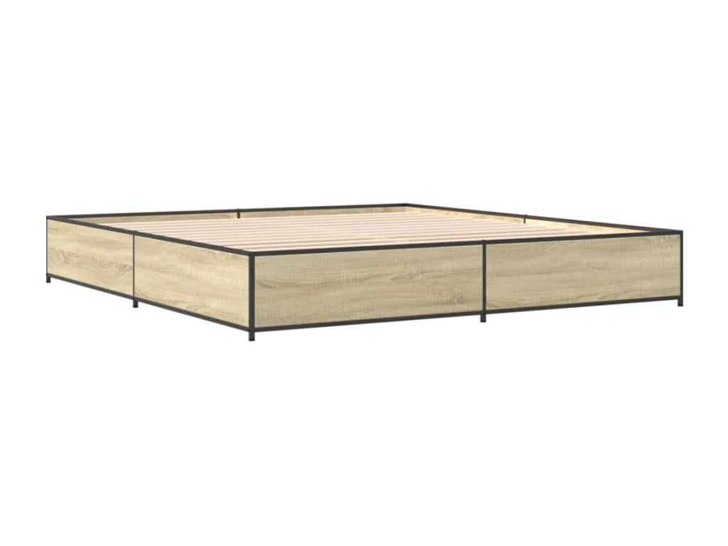 Oak bed frame 200x200 engineered wood and metal OXEC38017