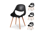 Set of 4 black dining chairs with wooden legs AYED03441