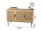 Three-door sideboard in rustic style, light oak finish, dimensions 120x39x75 cm – Elariva Collection ALNJ29399