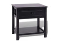 Bedside table with 1 drawer and 1 top, solid black paulownia wood - Set of 2 QWRB50109
