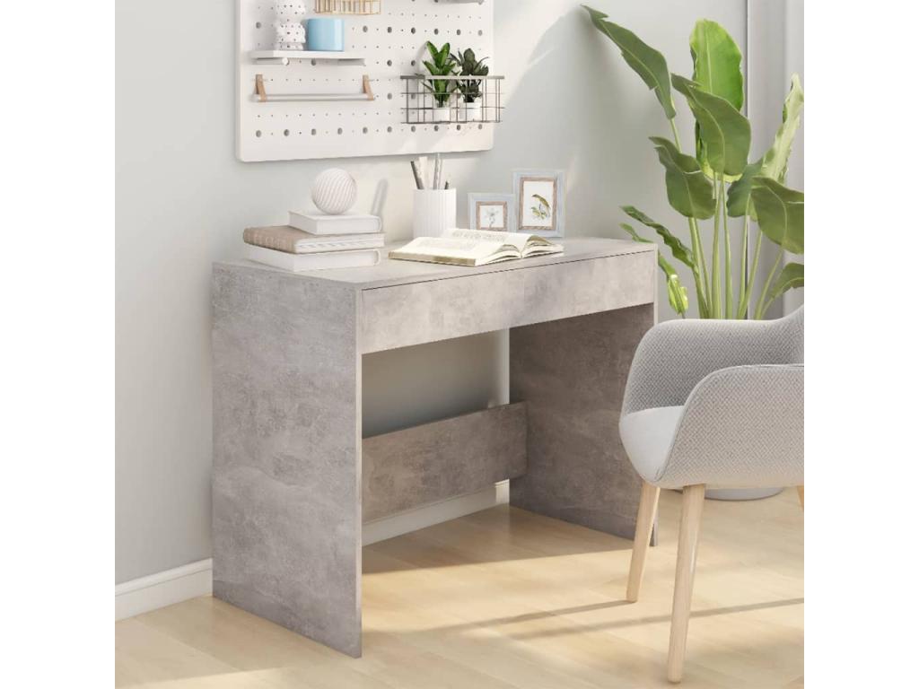 Concrete grey desk 101x50x76.5 cm engineered wood FBSI26682