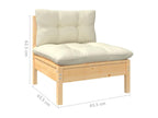 13-piece garden furniture set with cream cushions, solid pine wood, MWZX37534