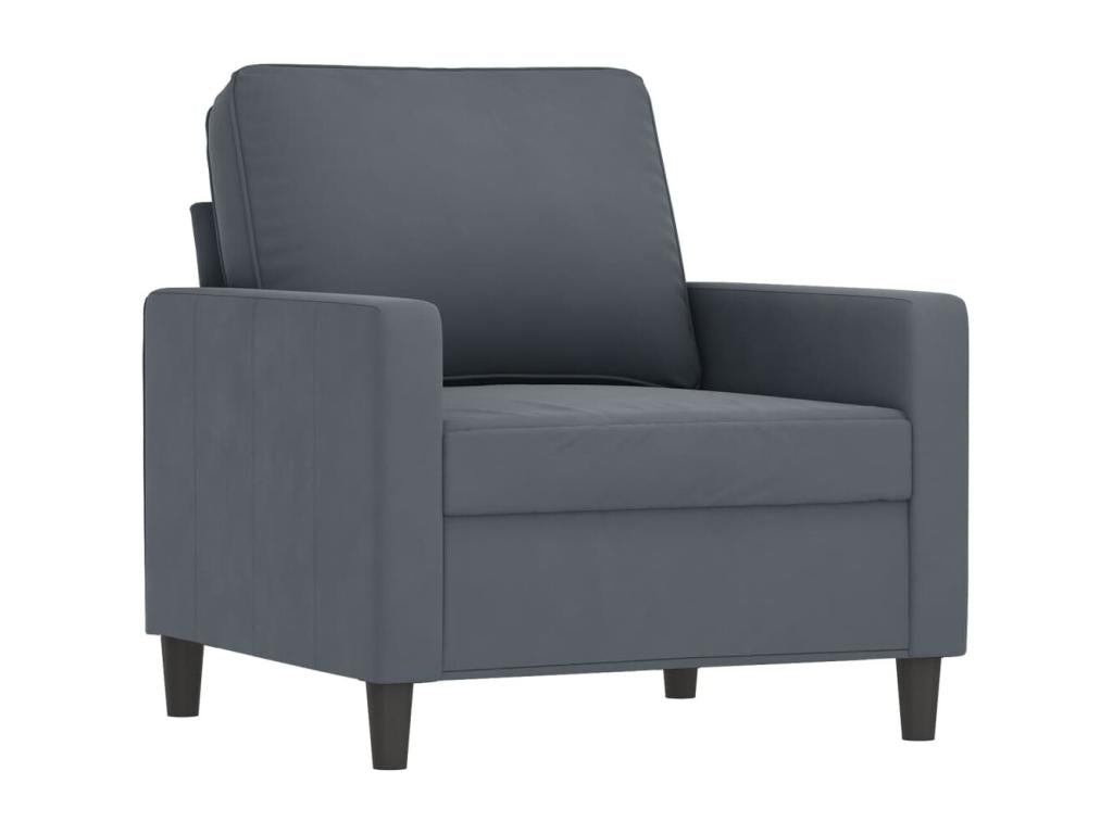 3-piece sofa set with dark grey velvet cushions WLUL62451
