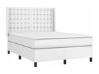 Bed base with mattress, white, 140x190 cm, faux leather, THMC12442