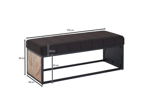 Fabric Bench 105 cm Solid Wood Upholstered Bench Hallway Bench Black YUDN92212