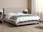 Bed with slatted base, fabric, 160x200 cm, light grey, KLPG92081