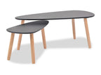 2-Piece Coffee Table Set, Solid Pine Wood, Black QLUA05474