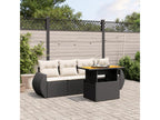 5-piece garden furniture set with cushions, black woven resin XIZC41522