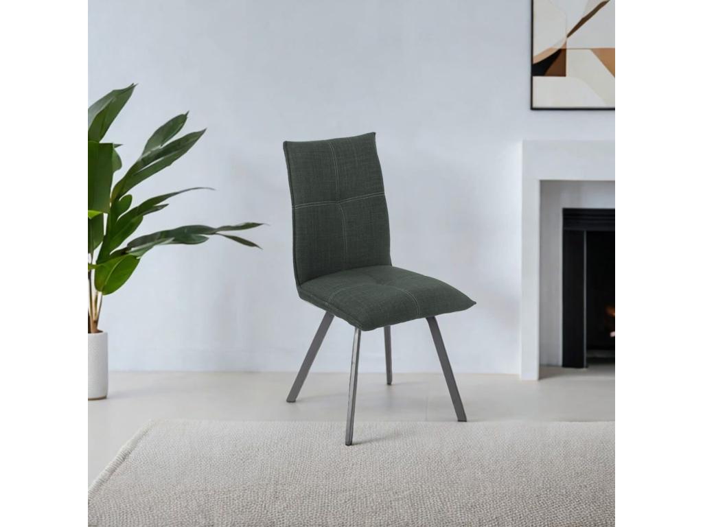 Elariva - Set of 6 Textured Fabric Chairs, Anthracite Grey EDNU93112