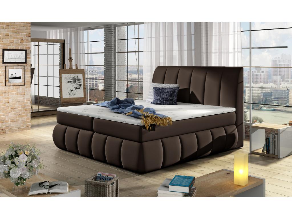 Elariva brown imitation leather quilted continental bed-180x200 QYVU01661