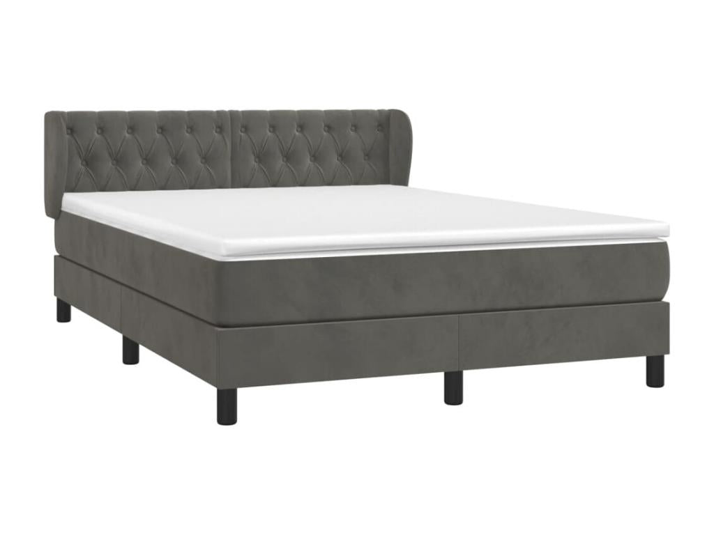 Bed base and mattress, Dark Grey 140x200 Velvet YDDO94153