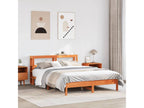 Bed frame without mattress, brown wax finish, 140x200cm, solid pine wood, VHMZ37177