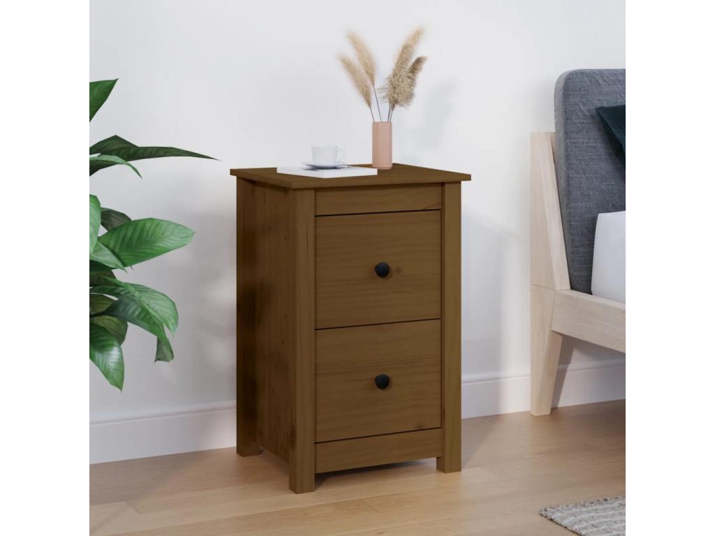 Honey brown bedside table, 40x35x61.5 cm, solid pine wood, PIOC18670