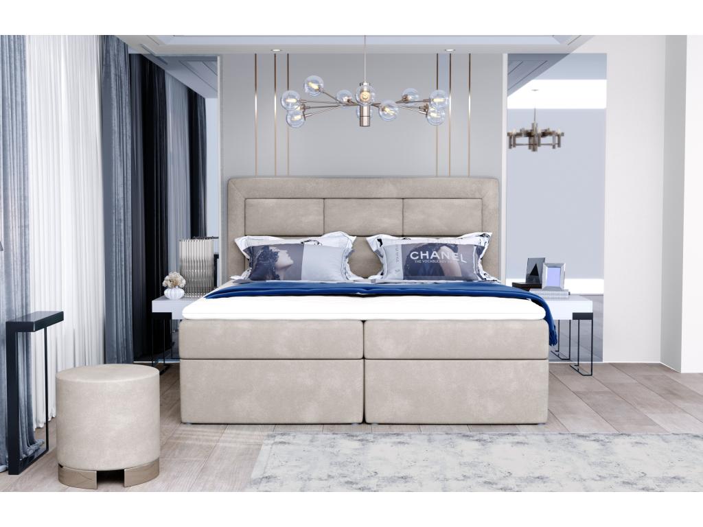 Elariva light grey velvet continental bed - Sleeping area 160x200 cm SITW65685
