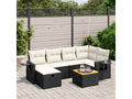7-piece garden furniture set with cushions, black woven resin VIEZ83022