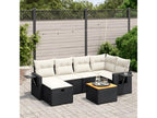 7-piece garden furniture set with cushions, black woven resin VIEZ83022