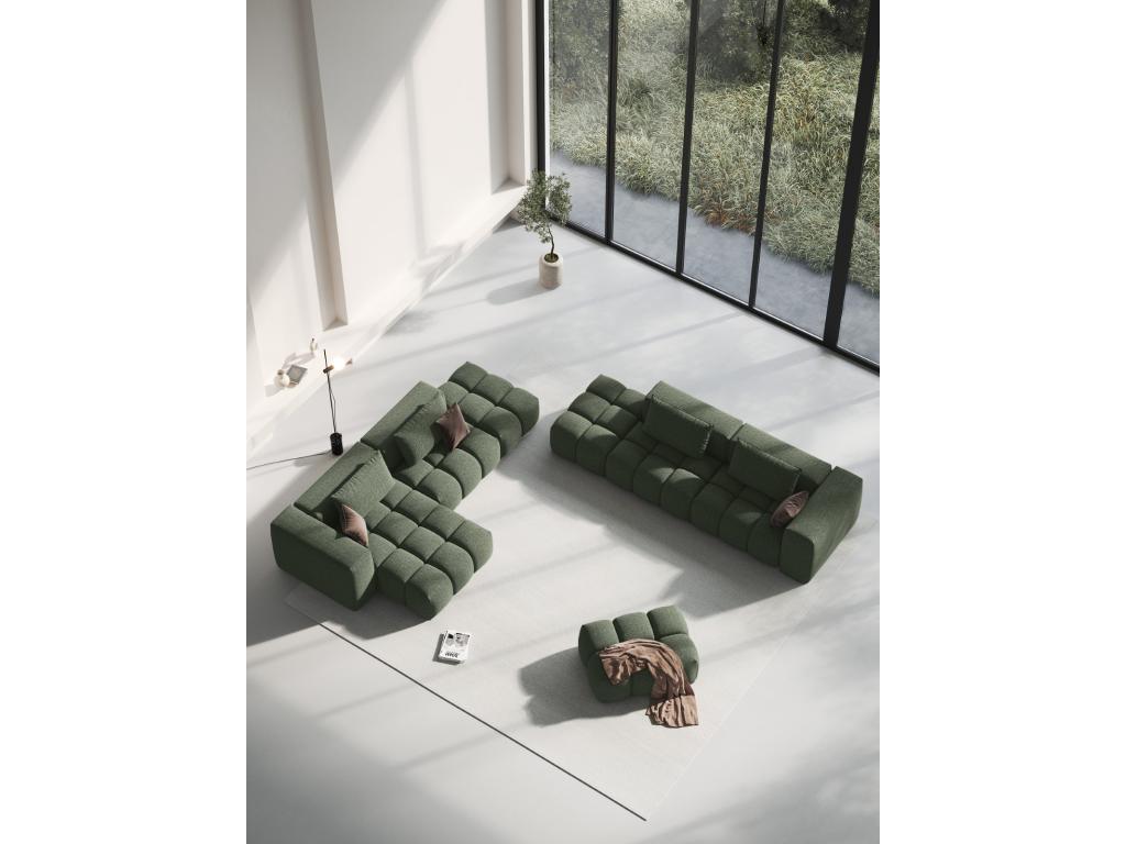 Elariva - Dark Olive Green Structured Fabric Pouf - 85x60x40cm NAZF37709