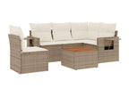 Garden furniture set with cushions, 6 pieces, beige woven resin, YWLK30714