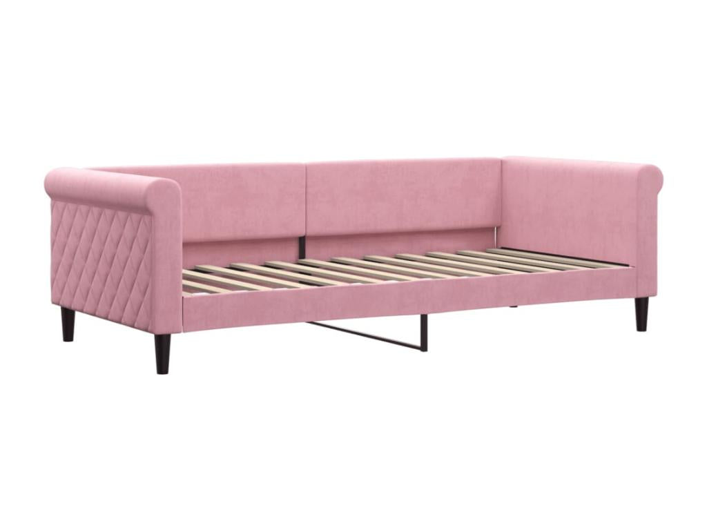 Daybed with pull-out bed and pink velvet mattress 90x200 cm QAXB14945