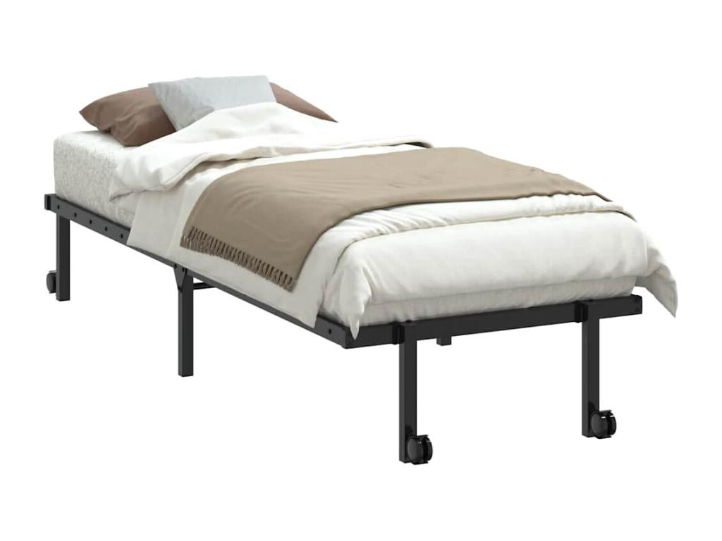 Black folding bed frame without mattress, 75x190 cm, steel, BWGP61644