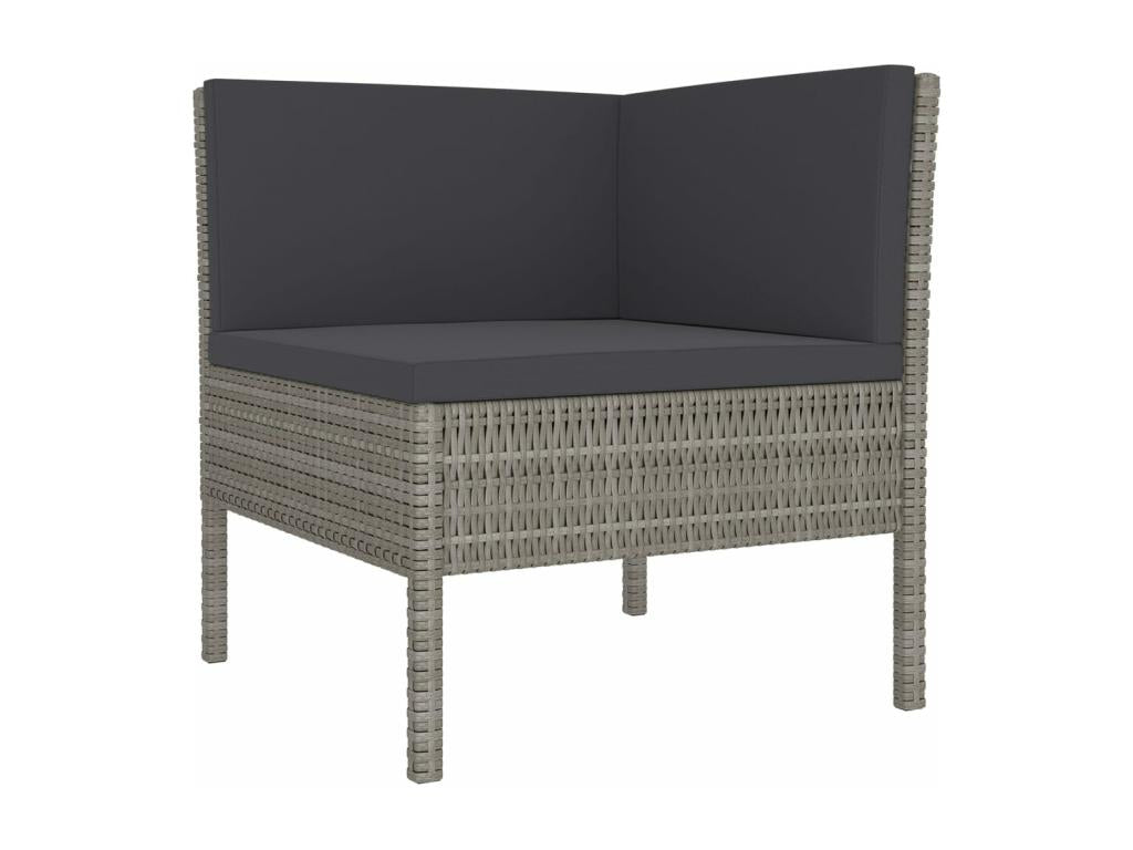 8-piece garden furniture set with cushions, grey woven resin JBFV87243