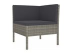 8-piece garden furniture set with cushions, grey woven resin JBFV87243