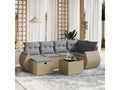 Garden furniture set with cushions, 7 pieces, méElariva beige woven resin VBDK32334