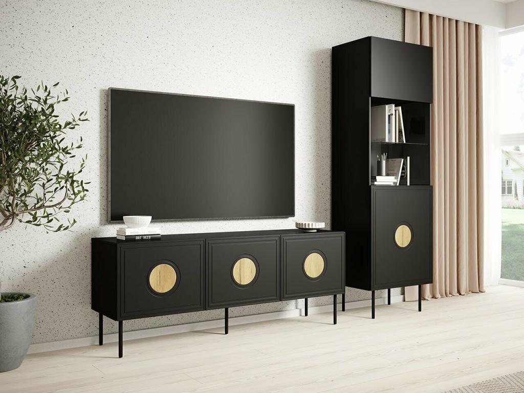 101 Craft Oak TV Stand - Black 151x61x40cm DVYN96250