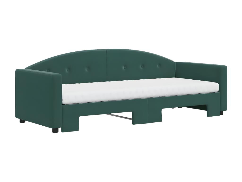 Daybed with pull-out bed and dark green 80x200cm velvet mattress JLJF08132