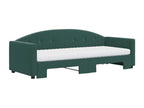 Daybed with pull-out bed and dark green 80x200cm velvet mattress JLJF08132