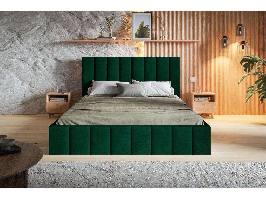 Lysvia Bed with Storage 180x200 cm Lysvia - Velvet Fabric / Slatted Base Adult Bed 180x200 cm - Velvet Green Lysvia 19 RYPL68560